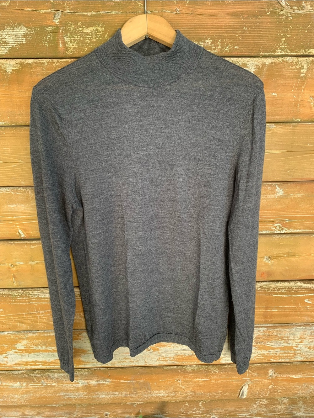 Tristan 100% Mercerized Wool Gray Mock Neck Sweater Size Large